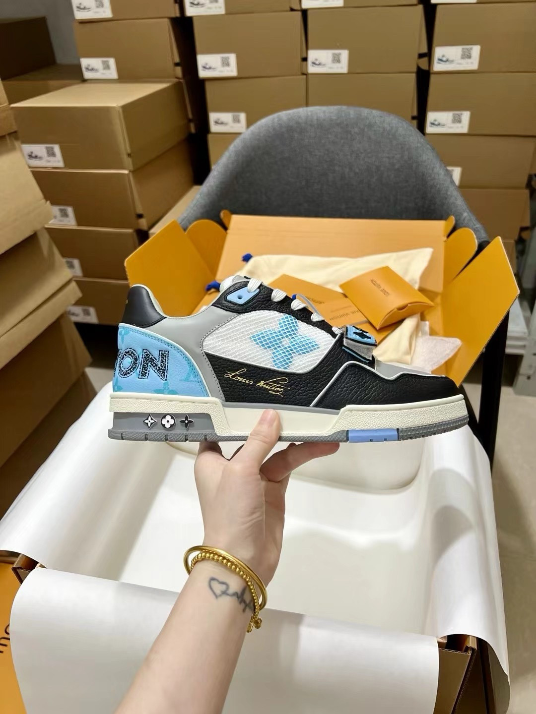 UA Louis Vuitton LV Trainer Blue Grey Black