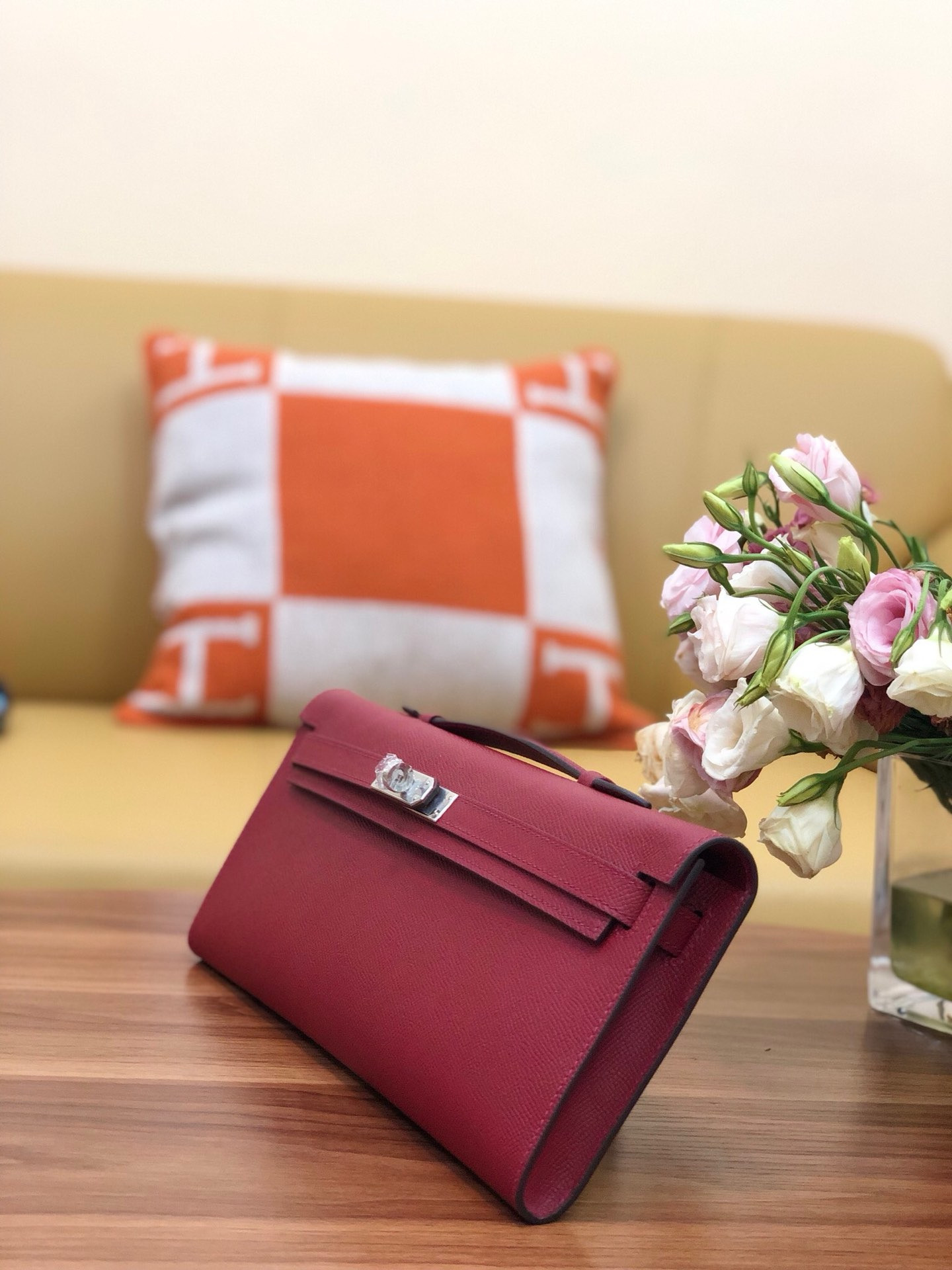 Hermes Kelly Cut 31cm Epsom Leather Silver