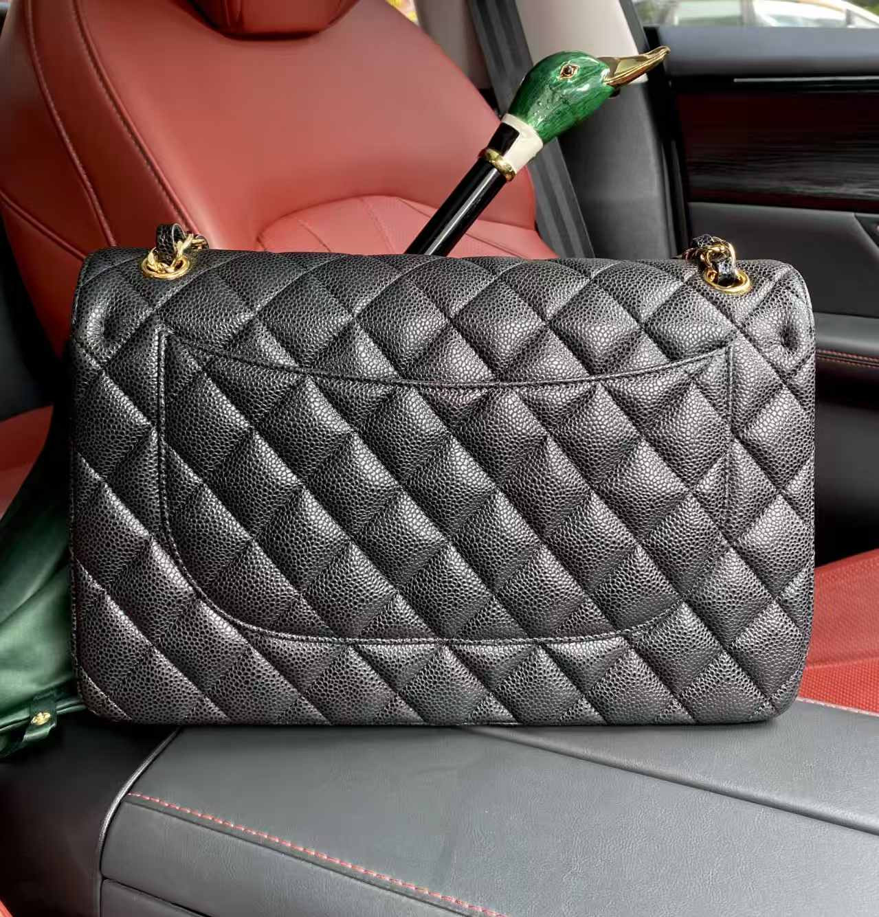 Chanel Classic Flap Jumbo 30cm CF Black Gold 19.5x30x10cm