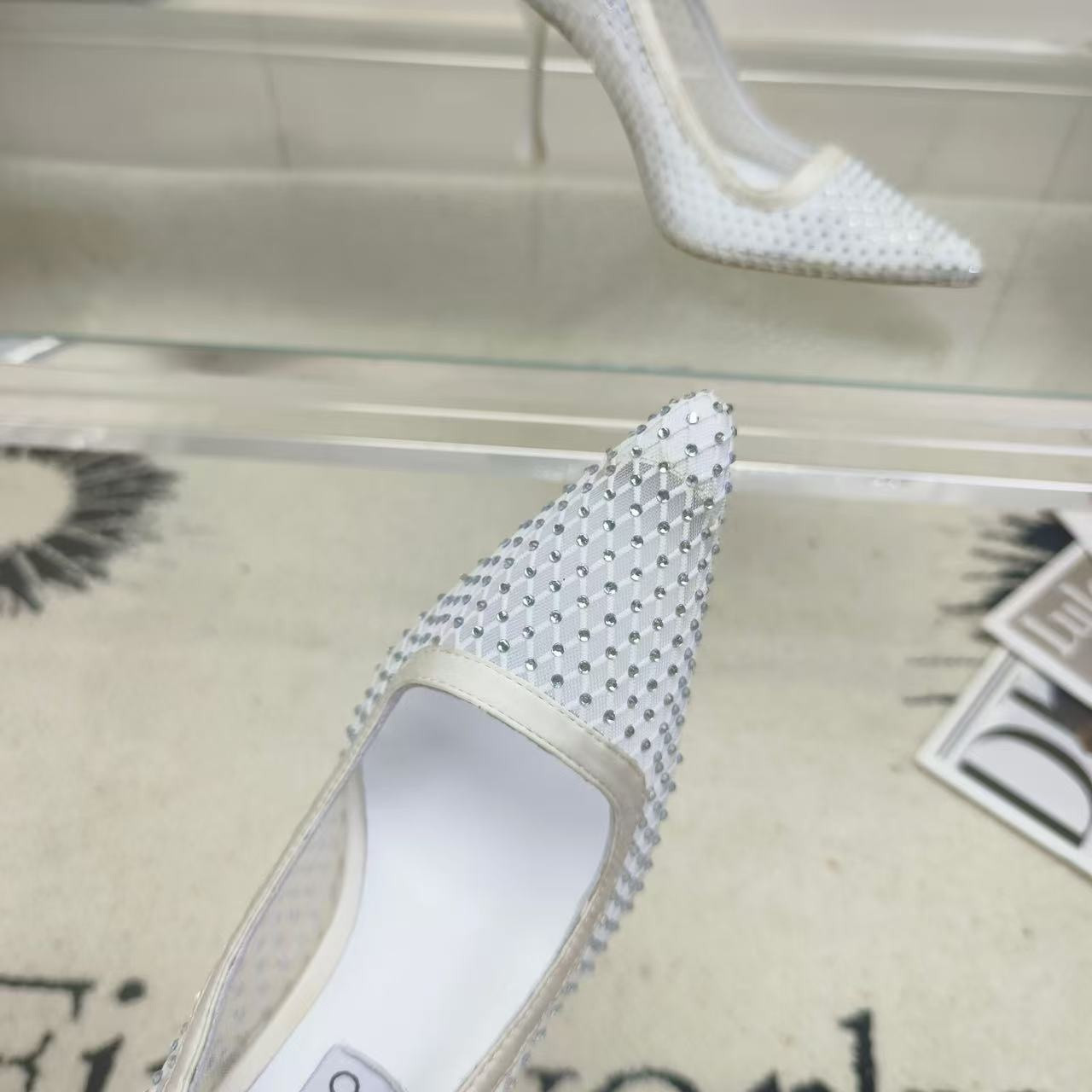 UA Jimmy Choo White Mesh Pumps