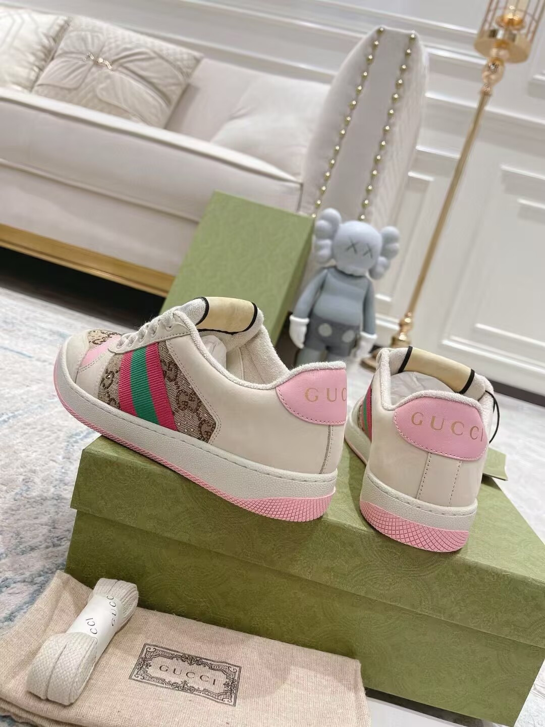 UA Gucci Wmns GG Screener GG Canvas Beige Pink