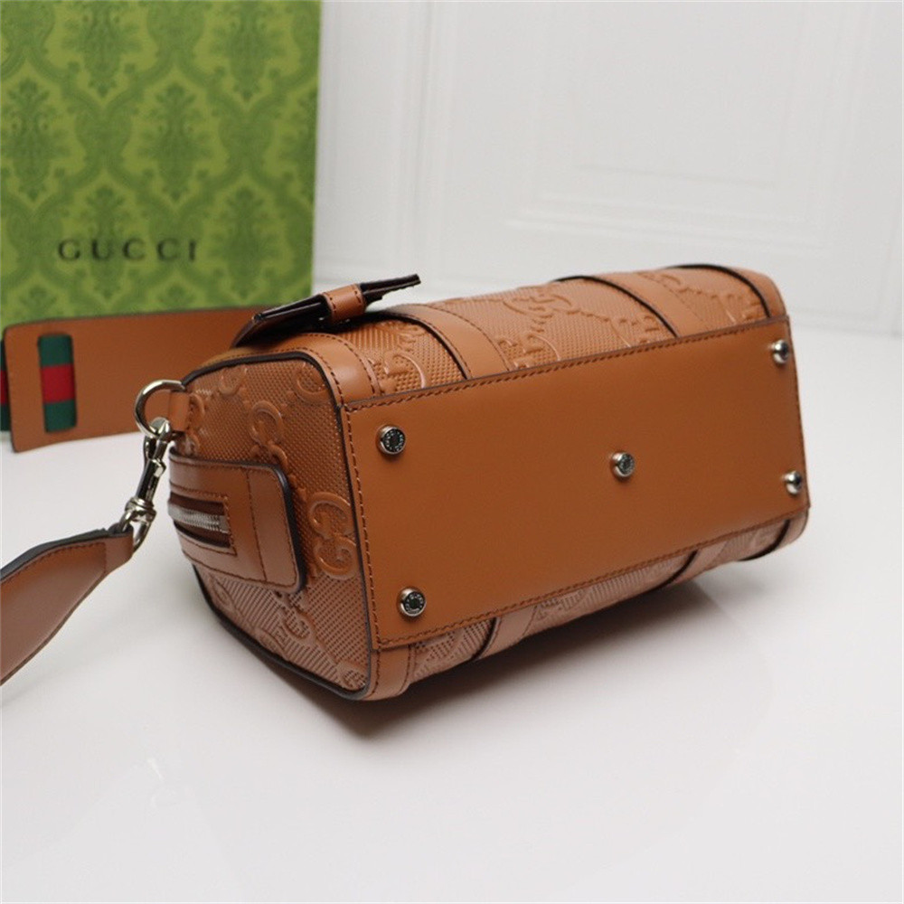 GUCCI JUMBO GG MINI DUFFLE BAG BROWN 8.6"W x 5.9"H x 4.9"D