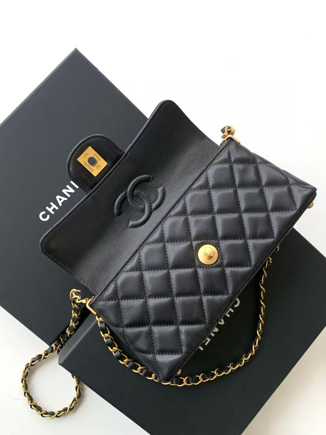 Chanel Mini Flap Top Handle Bag 12x22x6cm