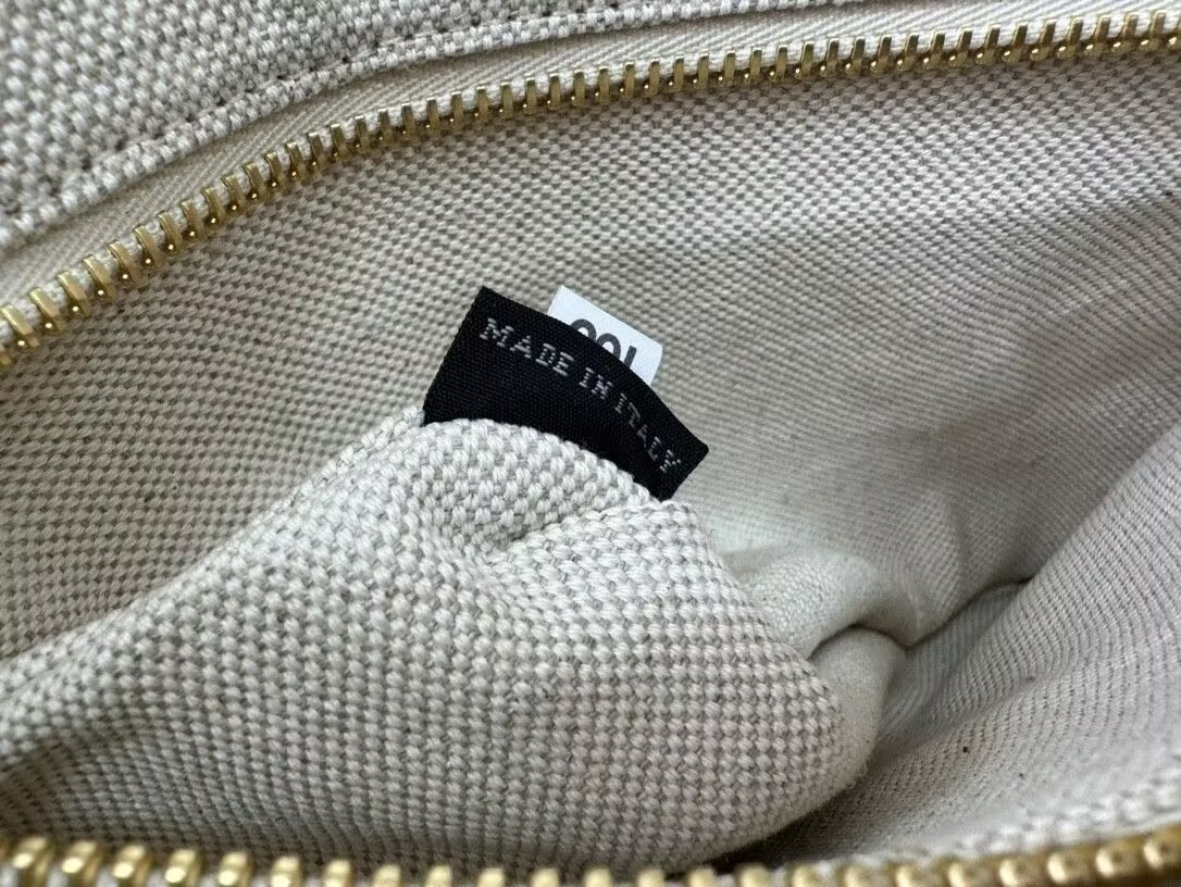 Prada Natural Medium Linen Blend And Leather Tote Bag 28x22.5x12.5cm