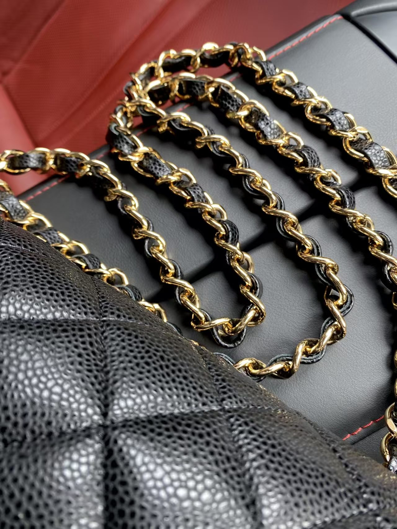 Chanel Classic Flap Jumbo 30cm CF Black Gold 19.5x30x10cm