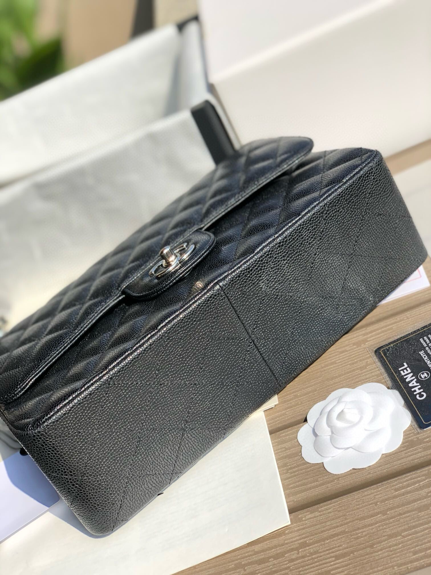 Chanel Classic Flap Jumbo 30cm CF black Silver 7.6 × 11.7 × 3.9 in
