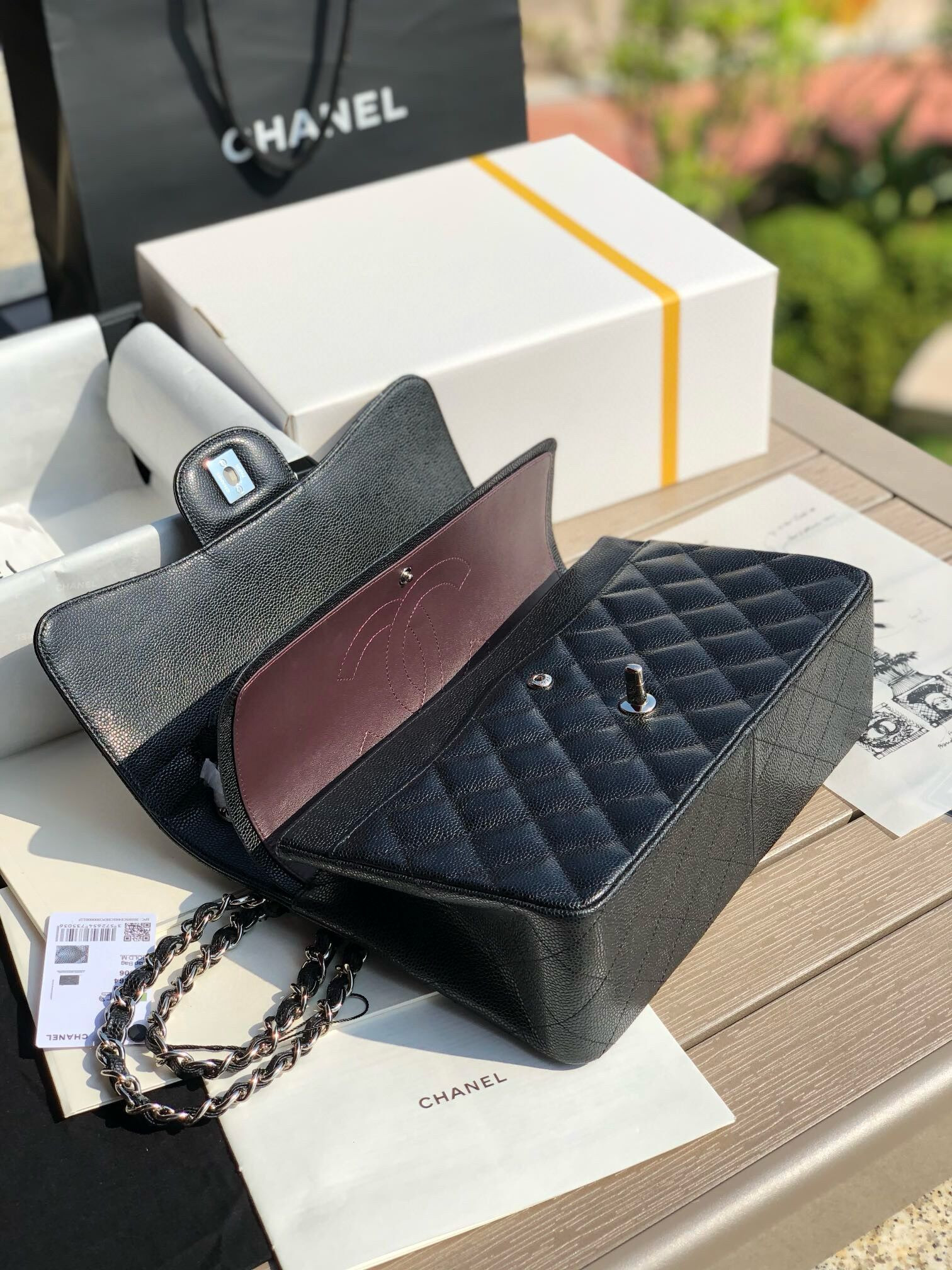 Chanel Classic Flap Jumbo 30cm CF black Silver 7.6 × 11.7 × 3.9 in