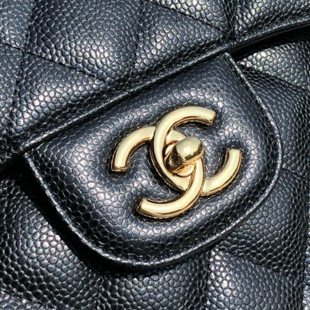 Chanel Classic Flap Jumbo 30cm CF Black Gold 7.6 × 11.7 × 3.9 in