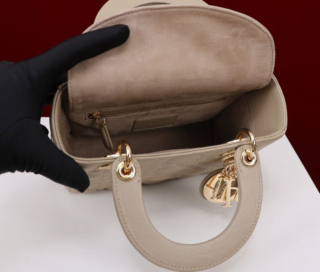 Small Lady Dior My ABCDior Bag Sand Colored 20 x 17 x 8 cm