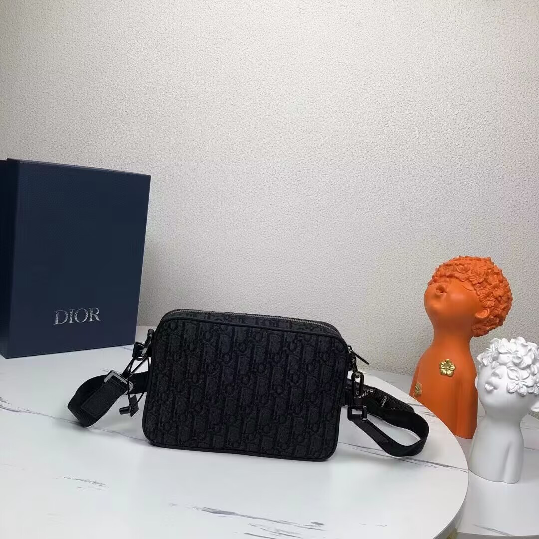 Dior Saddle Triple Pouch Black Dior Oblique Jacquard 18x25x5CM