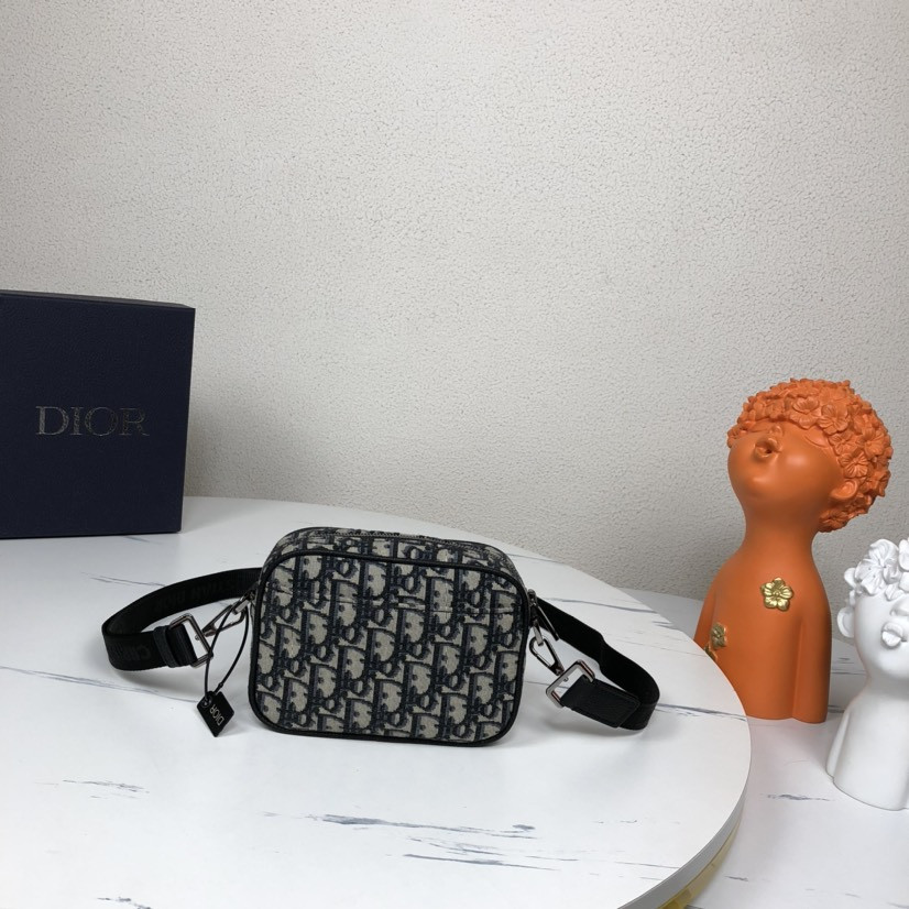 DIOR Mini Safari Bag with Strap Beige and Black Dior Oblique Jacquard 6.5 x 5 x 1.5 inches