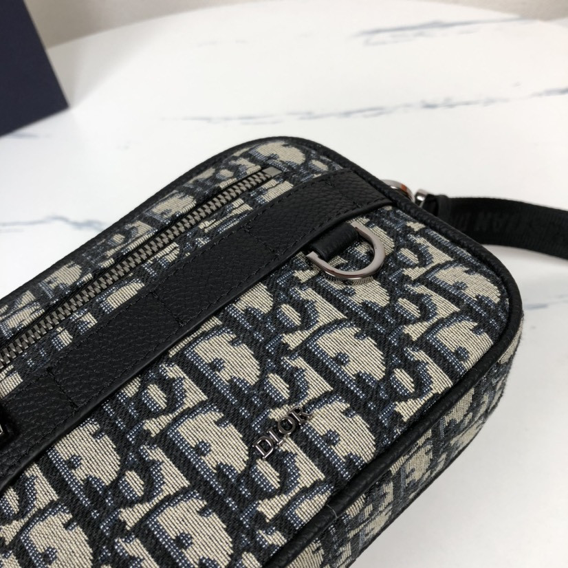 DIOR Mini Safari Bag with Strap Beige and Black Dior Oblique Jacquard 6.5 x 5 x 1.5 inches