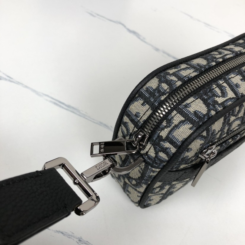 DIOR Mini Safari Bag with Strap Beige and Black Dior Oblique Jacquard 6.5 x 5 x 1.5 inches