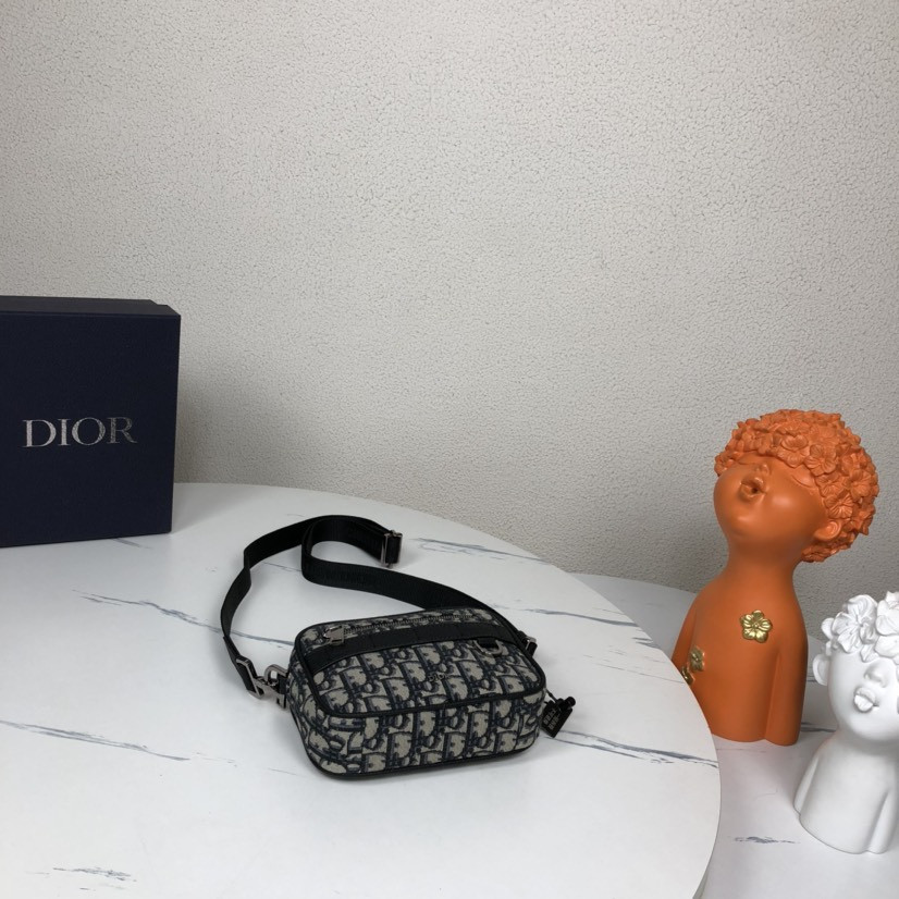 DIOR Mini Safari Bag with Strap Beige and Black Dior Oblique Jacquard 6.5 x 5 x 1.5 inches