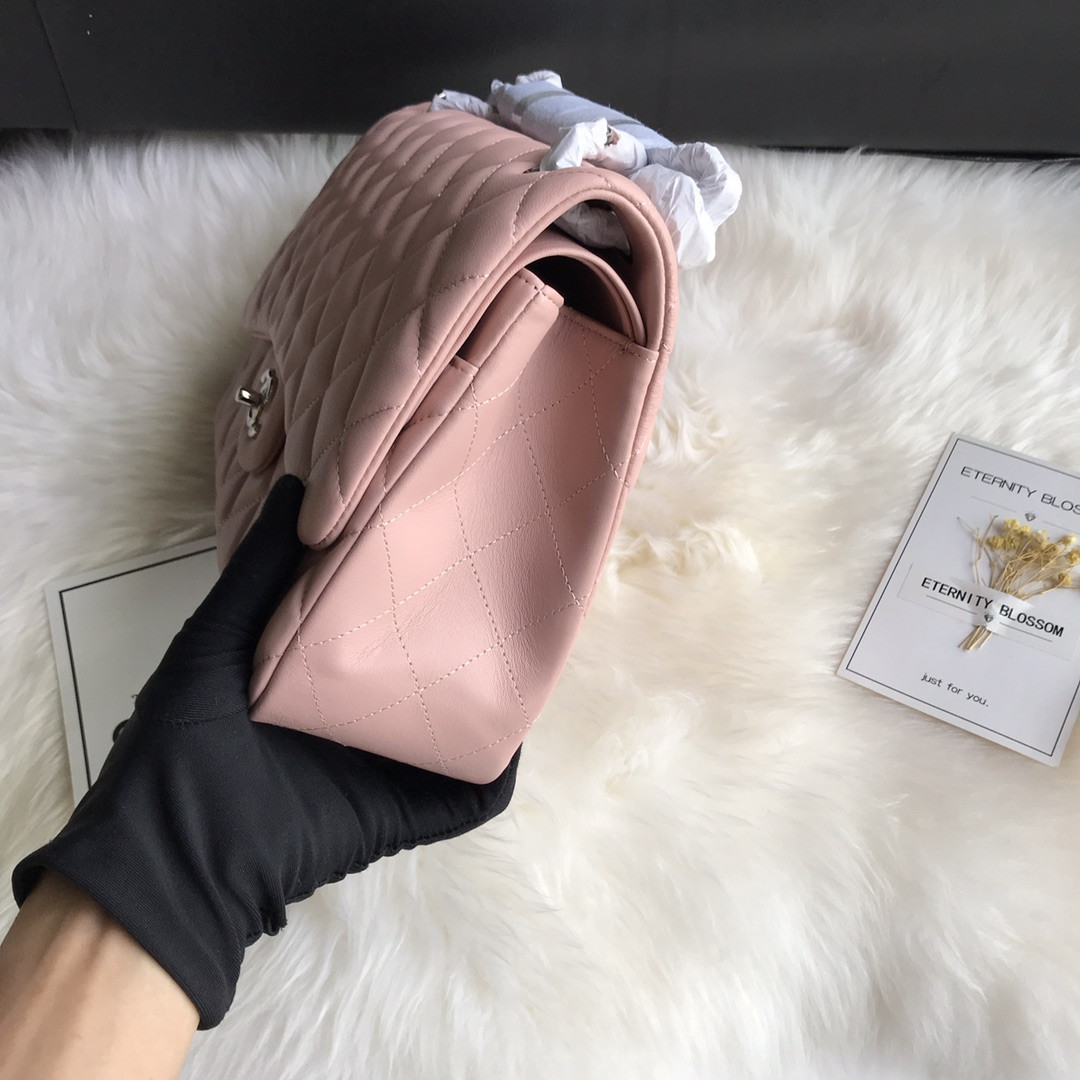 CHANEL CLASSIC FLAP JUMBO 30CM CF PINK SILVER 7.6 × 11.7 × 3.9 in
