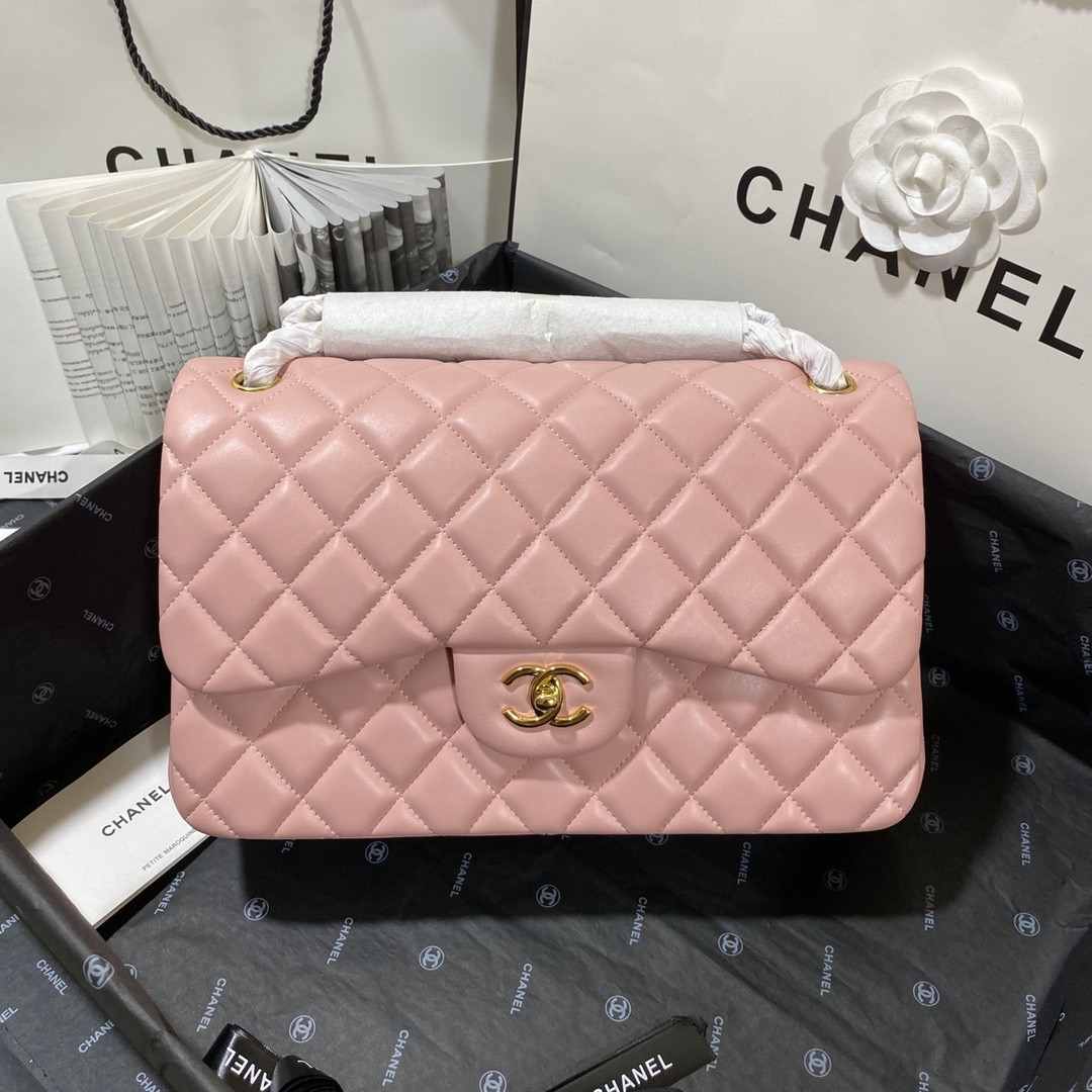 CHANEL CLASSIC FLAP JUMBO 30CM CF PINK GOLD 7.6 × 11.7 × 3.9 in