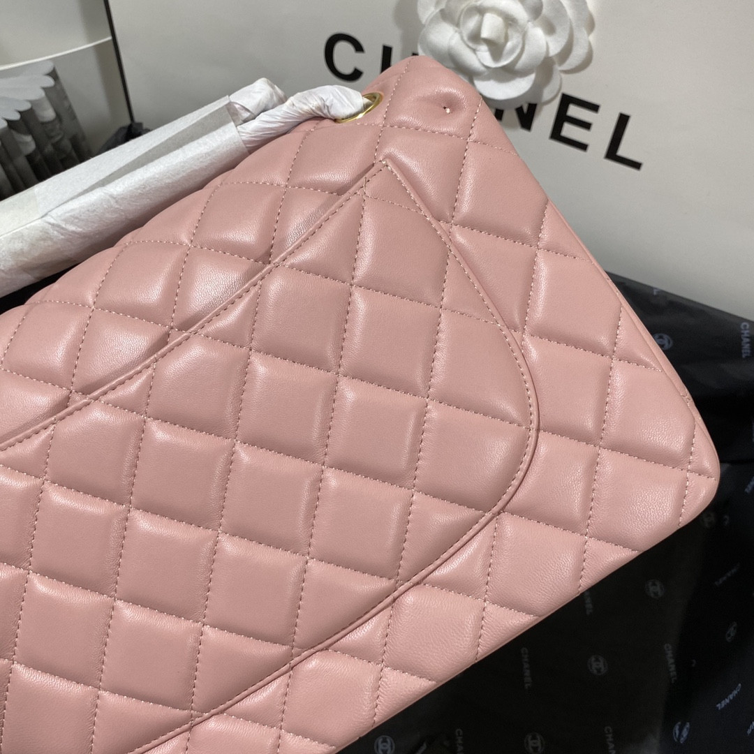 CHANEL CLASSIC FLAP JUMBO 30CM CF PINK GOLD 7.6 × 11.7 × 3.9 in