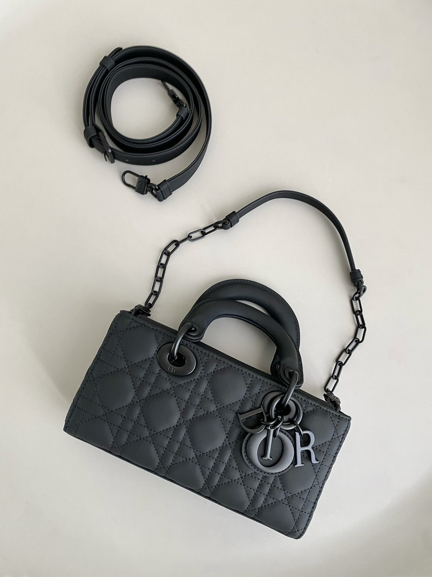 DIOR SMALL LADY D-JOY BAG Ultramatte Black Cannage Calfskin
