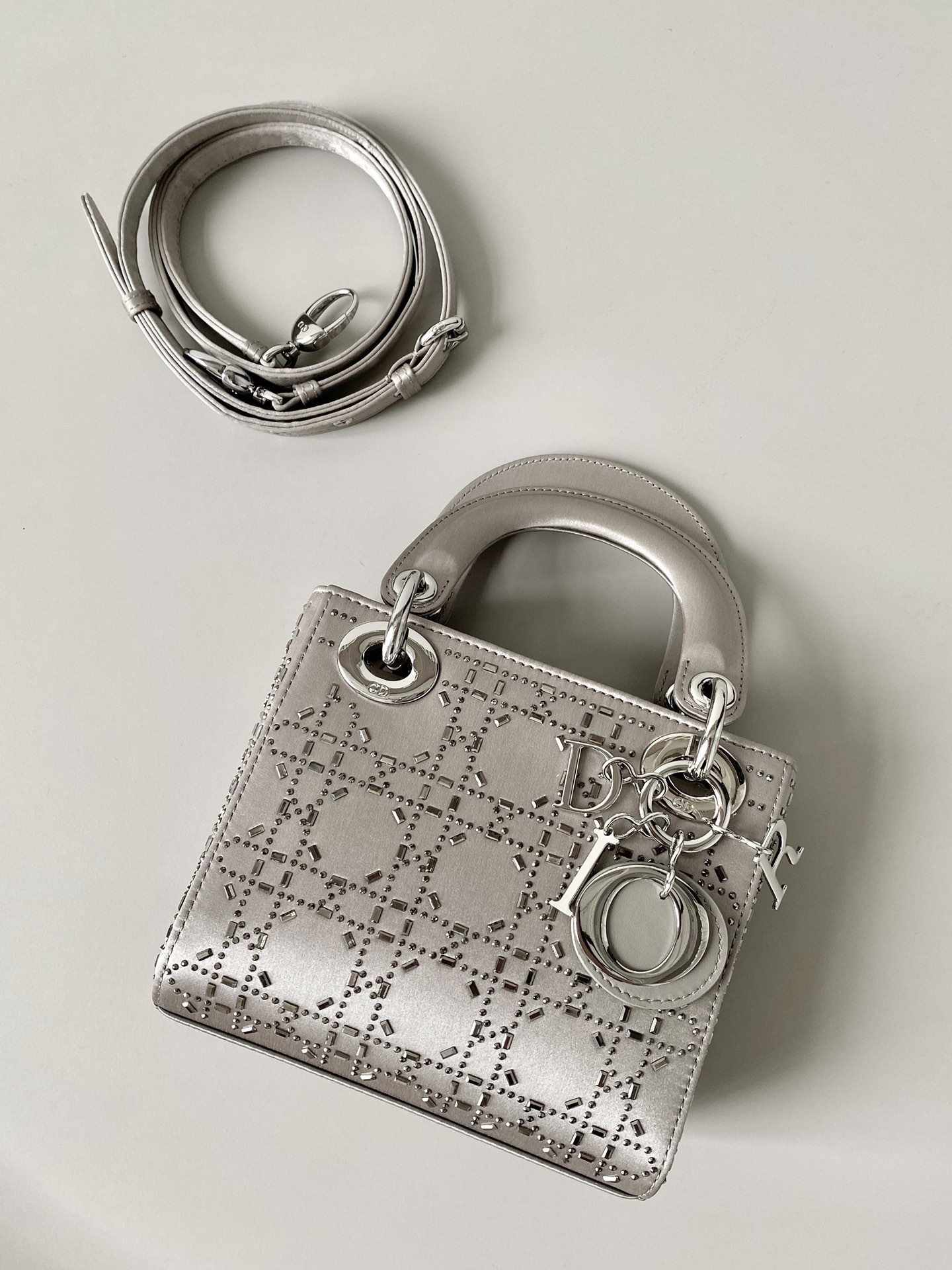 MINI LADY DIOR BAG GRAY 6.5 X 6 X 3 INCHES