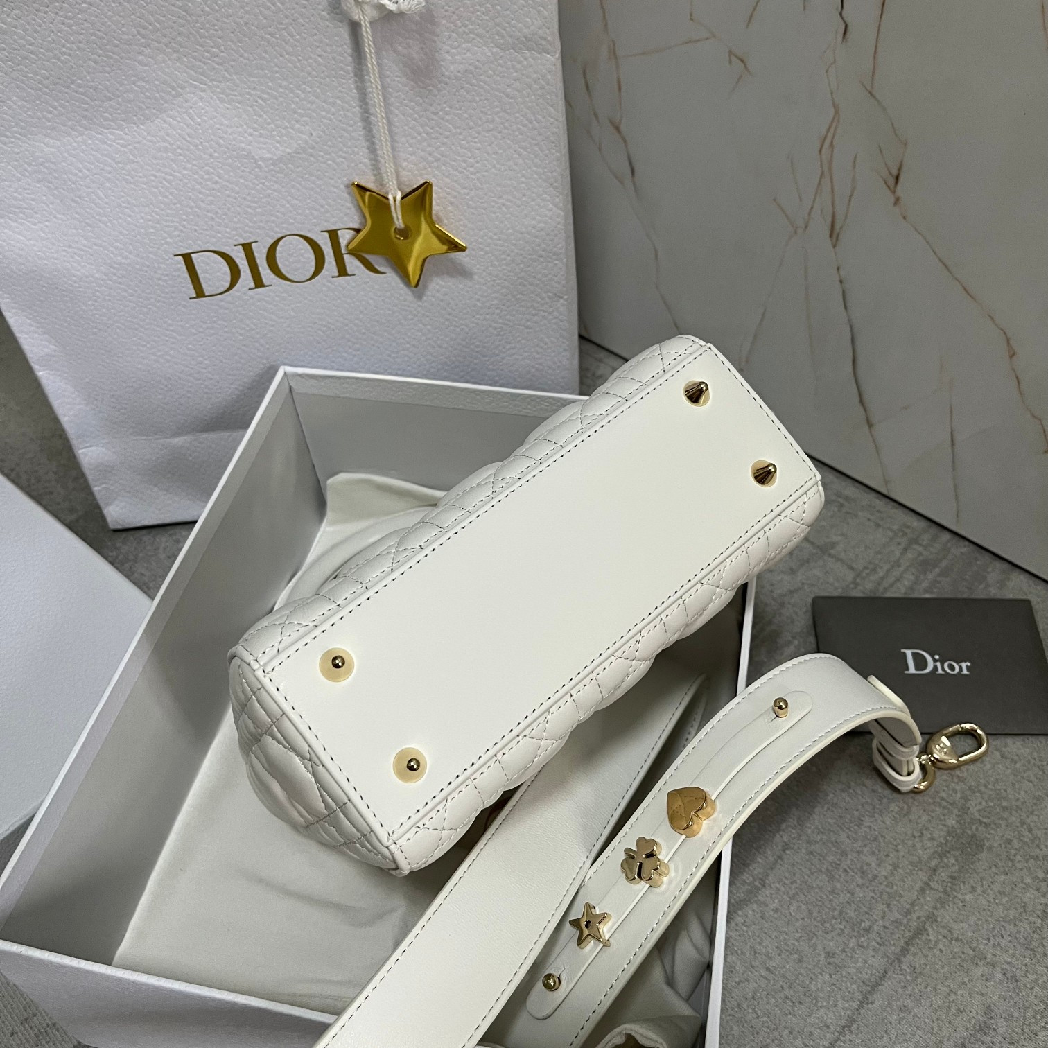 Small Lady Dior My ABCDior Bag White 8 x 6.5 x 3 inches