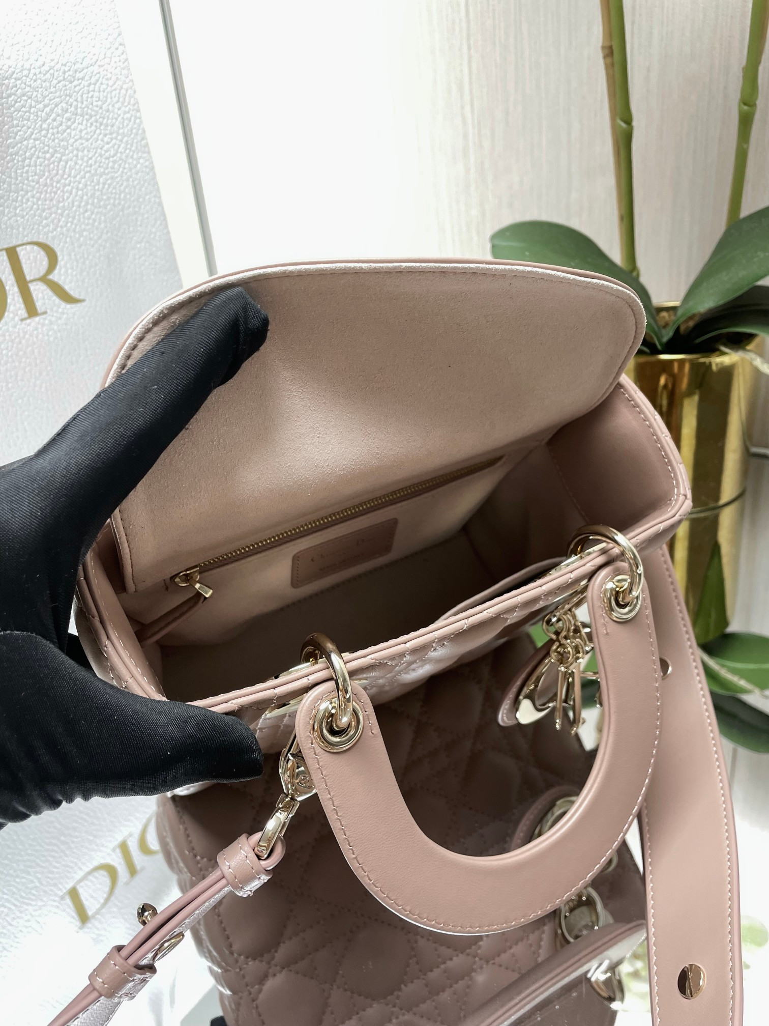 Small Lady Dior My ABCDior Bag Blush 8 x 6.5 x 3 inches