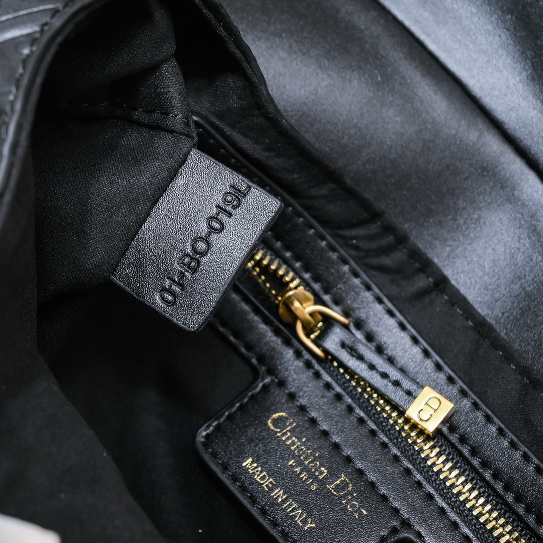 DIOR SADDLE BAG WITH STRAP Black Oblique Embossed Calfskin 25.5x20x6.5cm