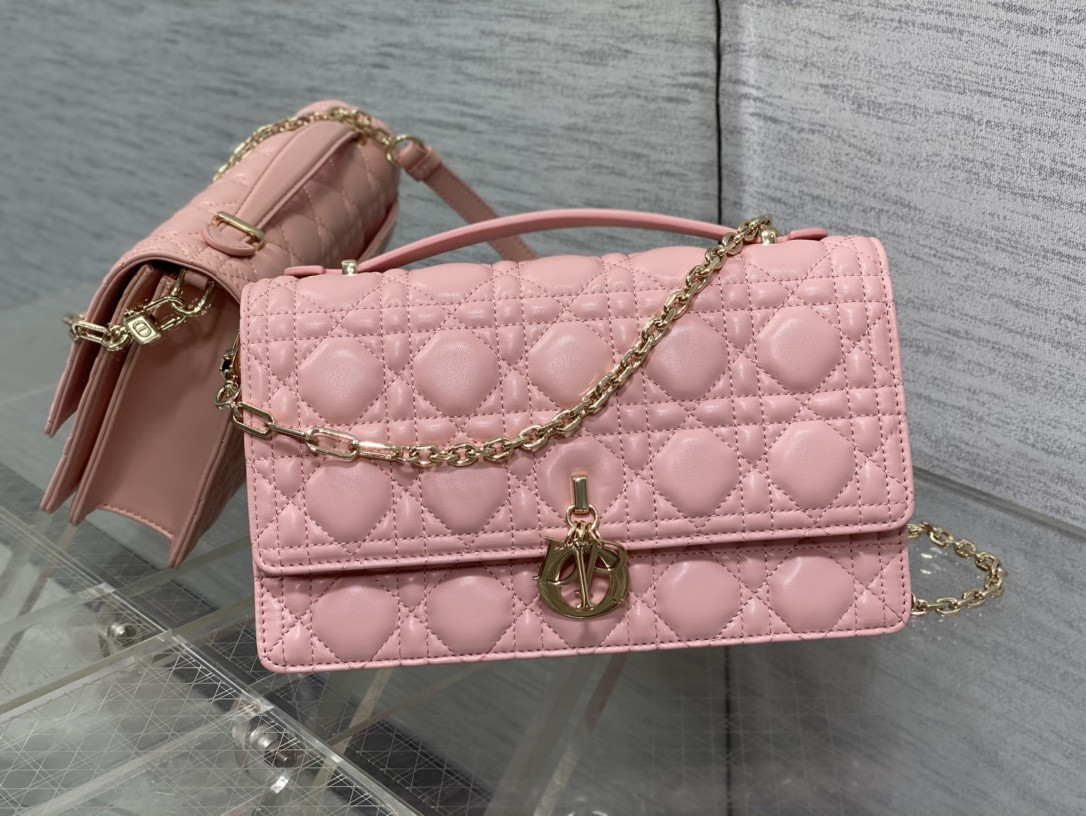 My Dior Top Handle Bag Melocoton Pink 9.5 x 5.5 x 3 inches
