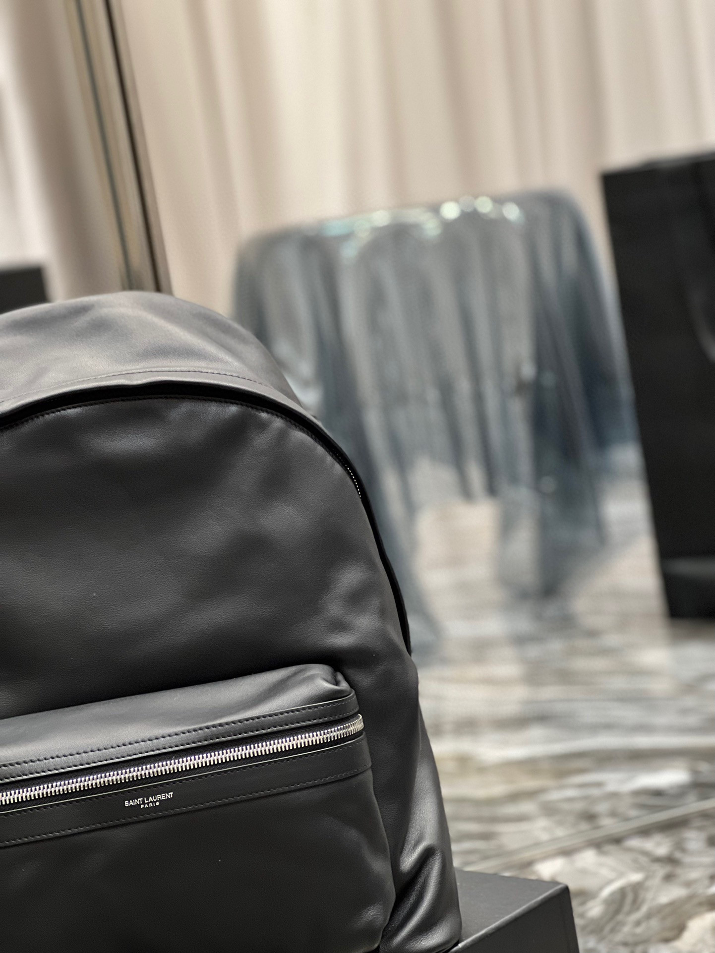 YSL CITY BACKPACK IN CANVAS, NYLON AND LEATHER 31 X 41 X 22 CM 12.2 X 16.1 X 8.6 INCHES