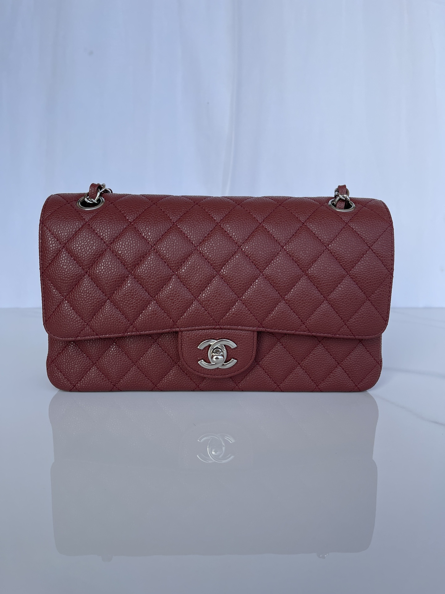 CHANEL CLASSIC HANDBAG Silver-Tone Metal 6 × 9.9 × 2.5 in