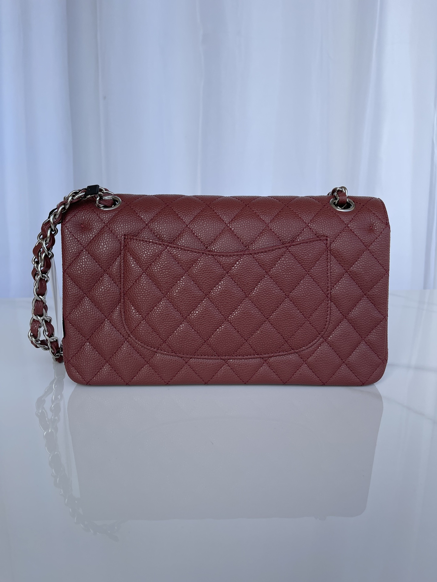 CHANEL CLASSIC HANDBAG Silver-Tone Metal 6 × 9.9 × 2.5 in