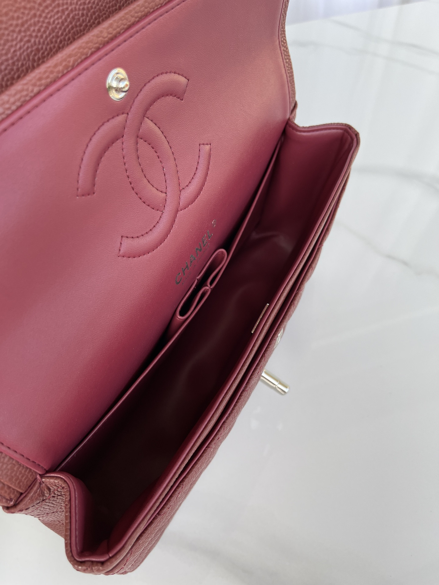 CHANEL CLASSIC HANDBAG Silver-Tone Metal 6 × 9.9 × 2.5 in