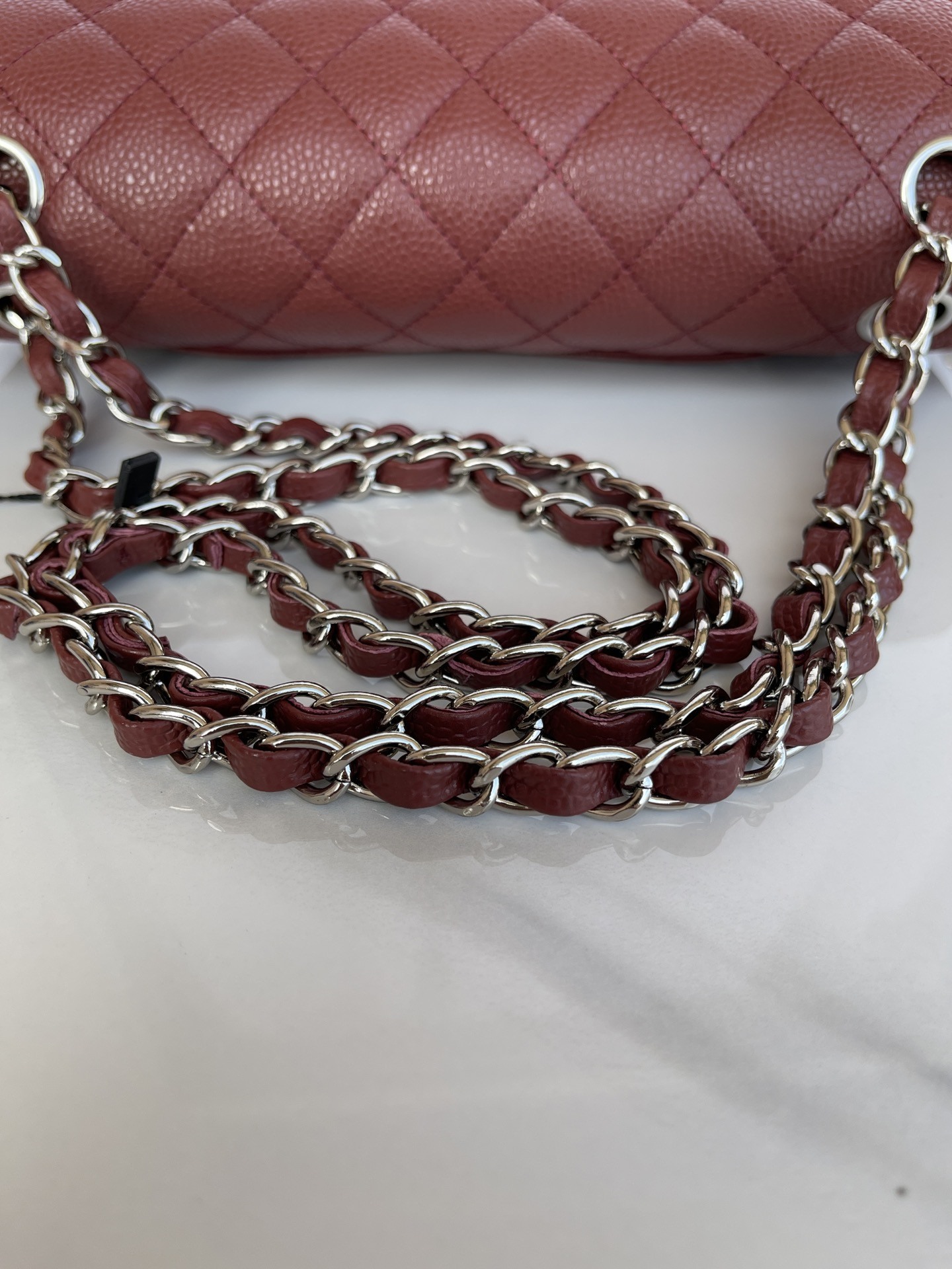 CHANEL CLASSIC HANDBAG Silver-Tone Metal 6 × 9.9 × 2.5 in