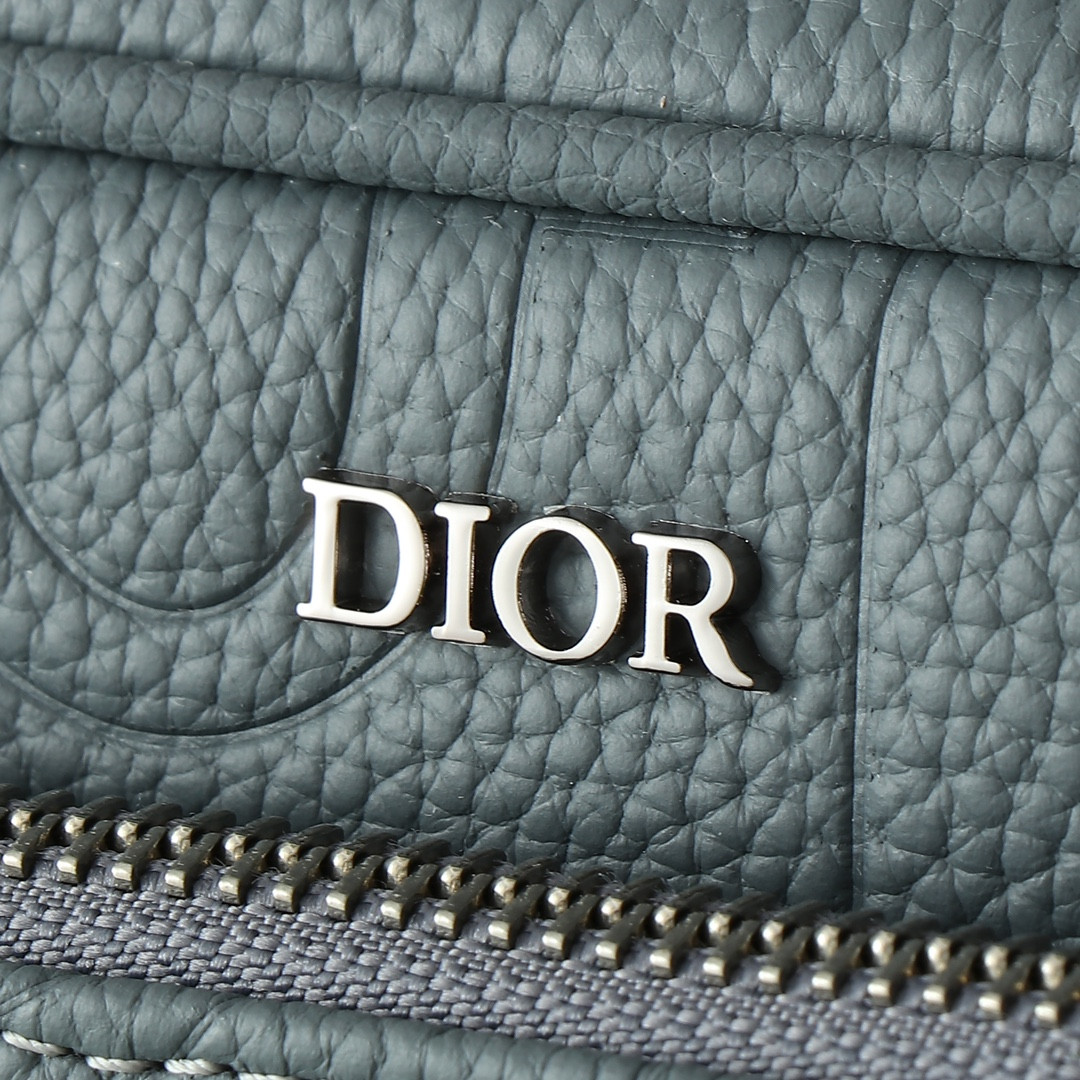 DIOR Saddle Triple Pouch Deep Gray Dior Gravity Leather and Deep Gray Grained Calfskin 23x16x4cm