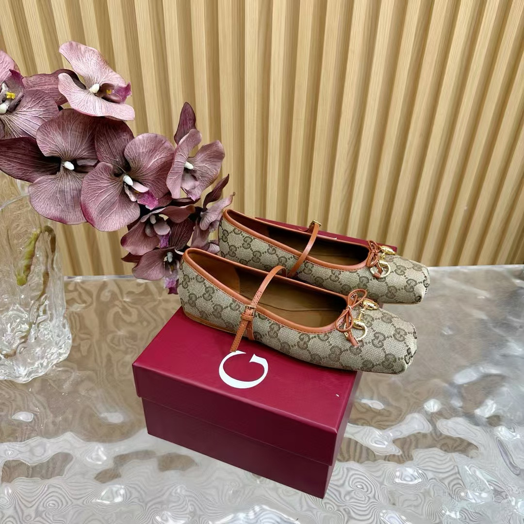 UA Gucci Horsebit GG canbas Ballet Flats