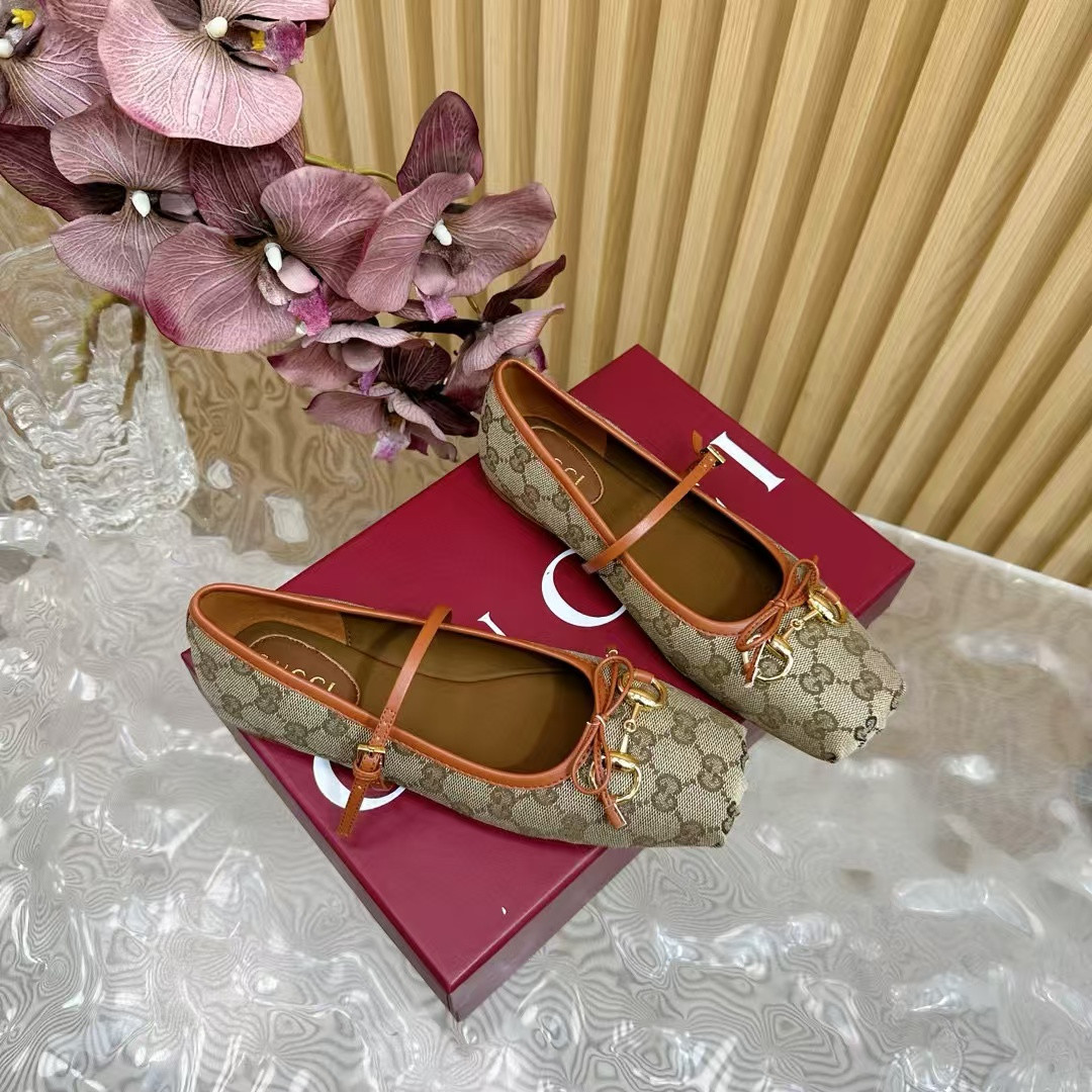 UA Gucci Horsebit GG canbas Ballet Flats