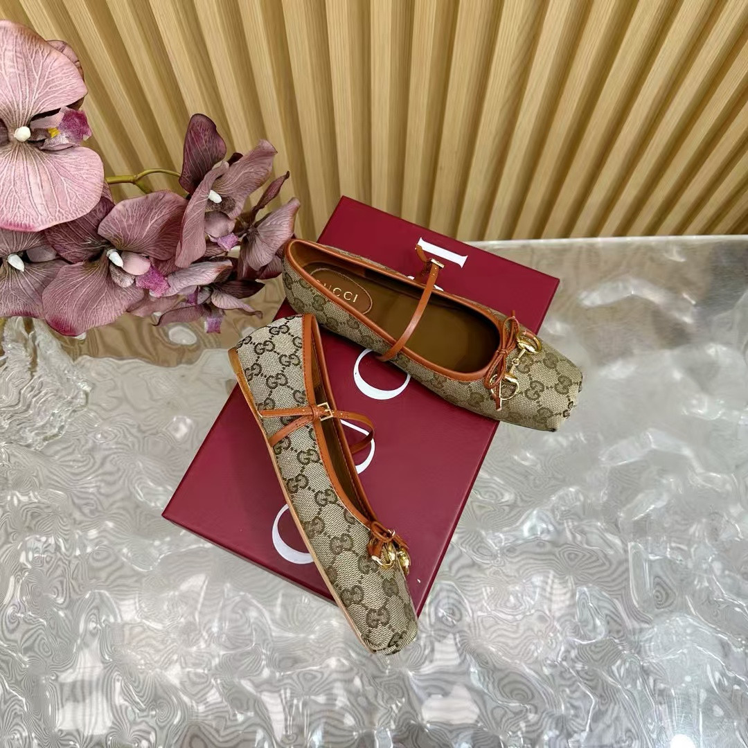 UA Gucci Horsebit GG canbas Ballet Flats