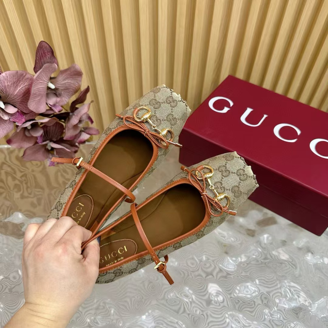 UA Gucci Horsebit GG canbas Ballet Flats