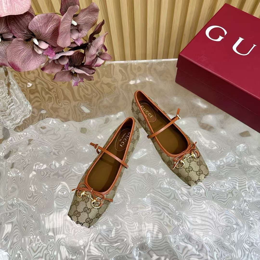 UA Gucci Horsebit GG canbas Ballet Flats