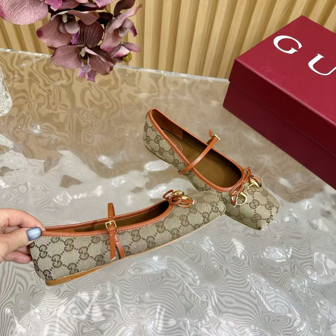 UA Gucci Horsebit GG canbas Ballet Flats