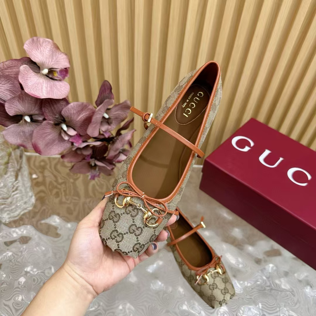UA Gucci Horsebit GG canbas Ballet Flats