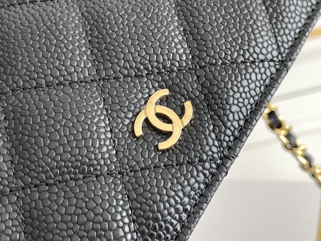 CHANEL WOC CLASSIC WALLET ON CHAIN Gold Buckle 12.3x19.2x3.5cm