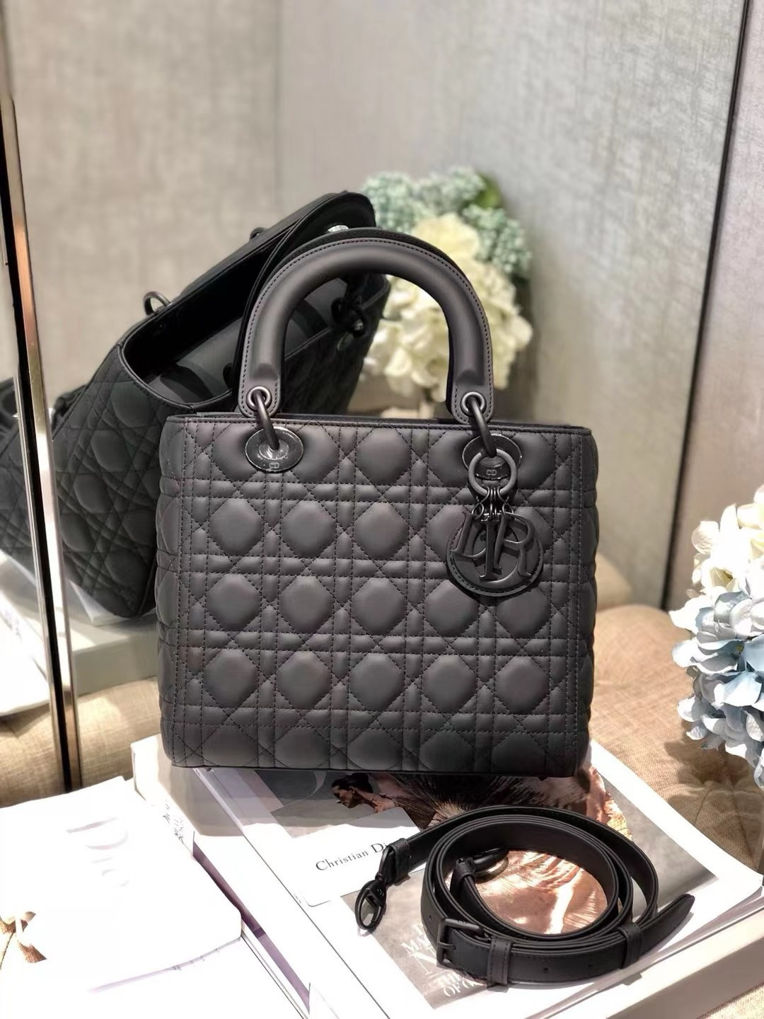 Medium Lady Dior Bag 9.5 x 8 x 4.5 inches