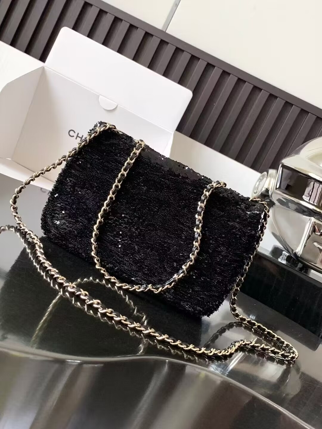 Chanel Mini CF Gram Glitter Dinner Bag 20x15x7cm