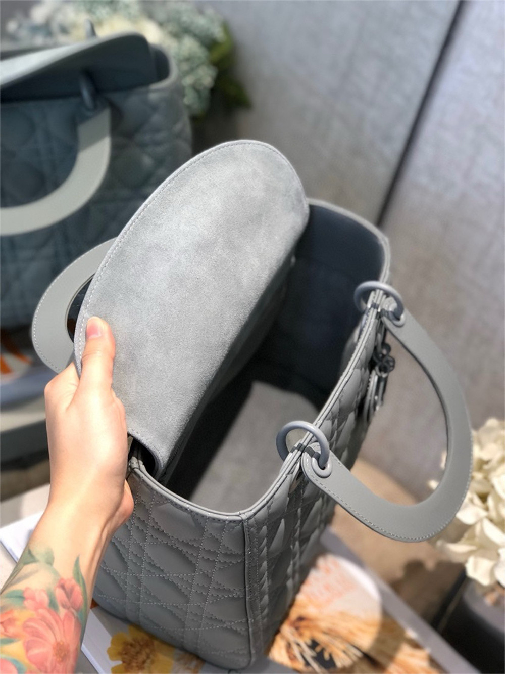 Medium Lady Dior Bag 9.5 x 8 x 4.5 inches