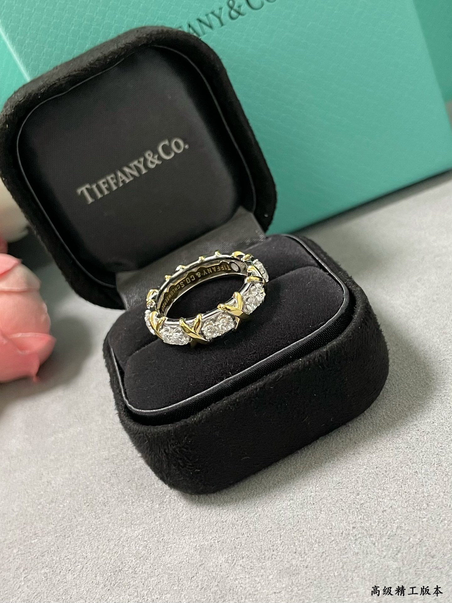 Tiffany & Co. Crossed Double Tone Ring