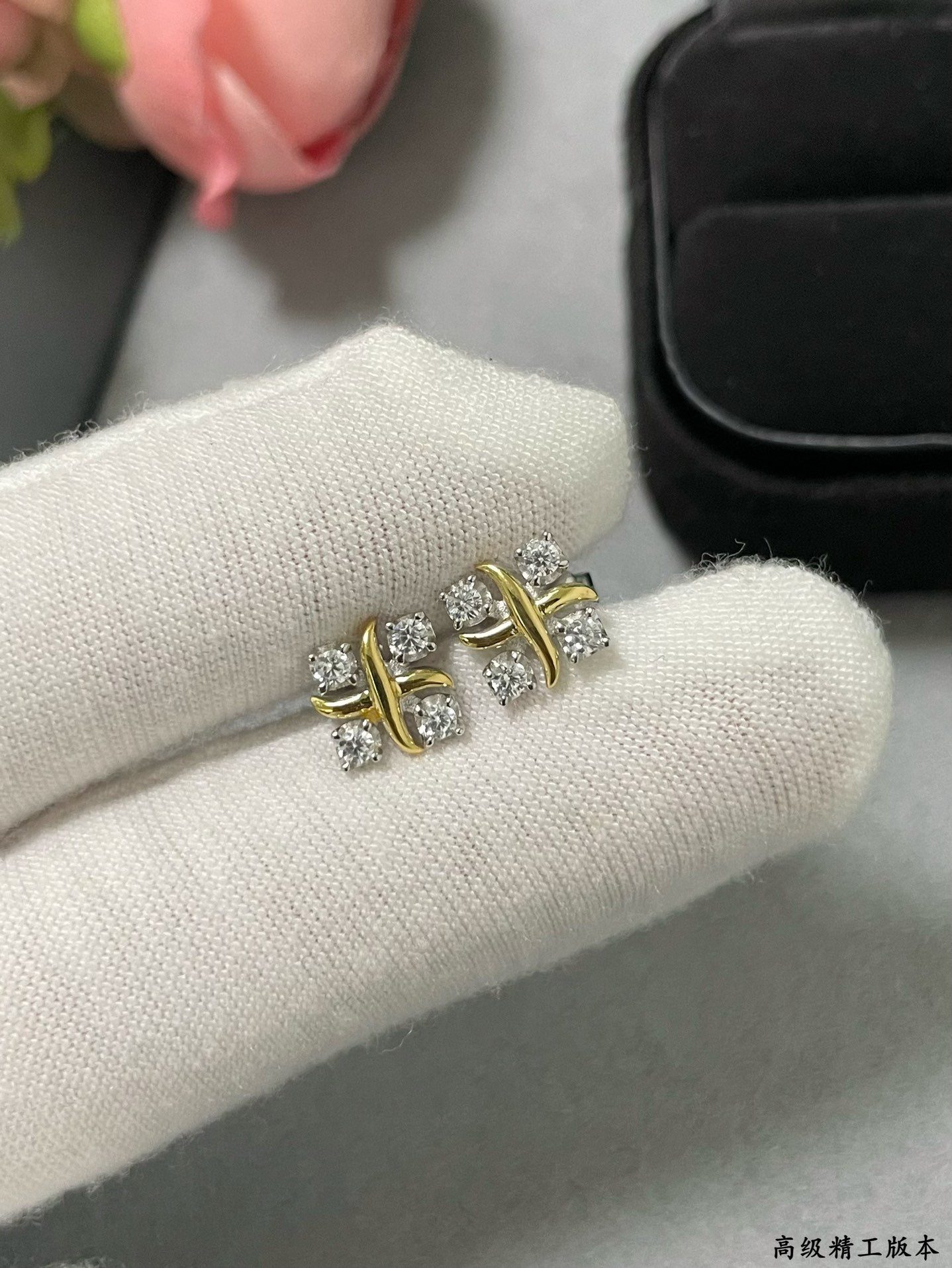 Tiffany & Co. Double Tone Cross Earrings