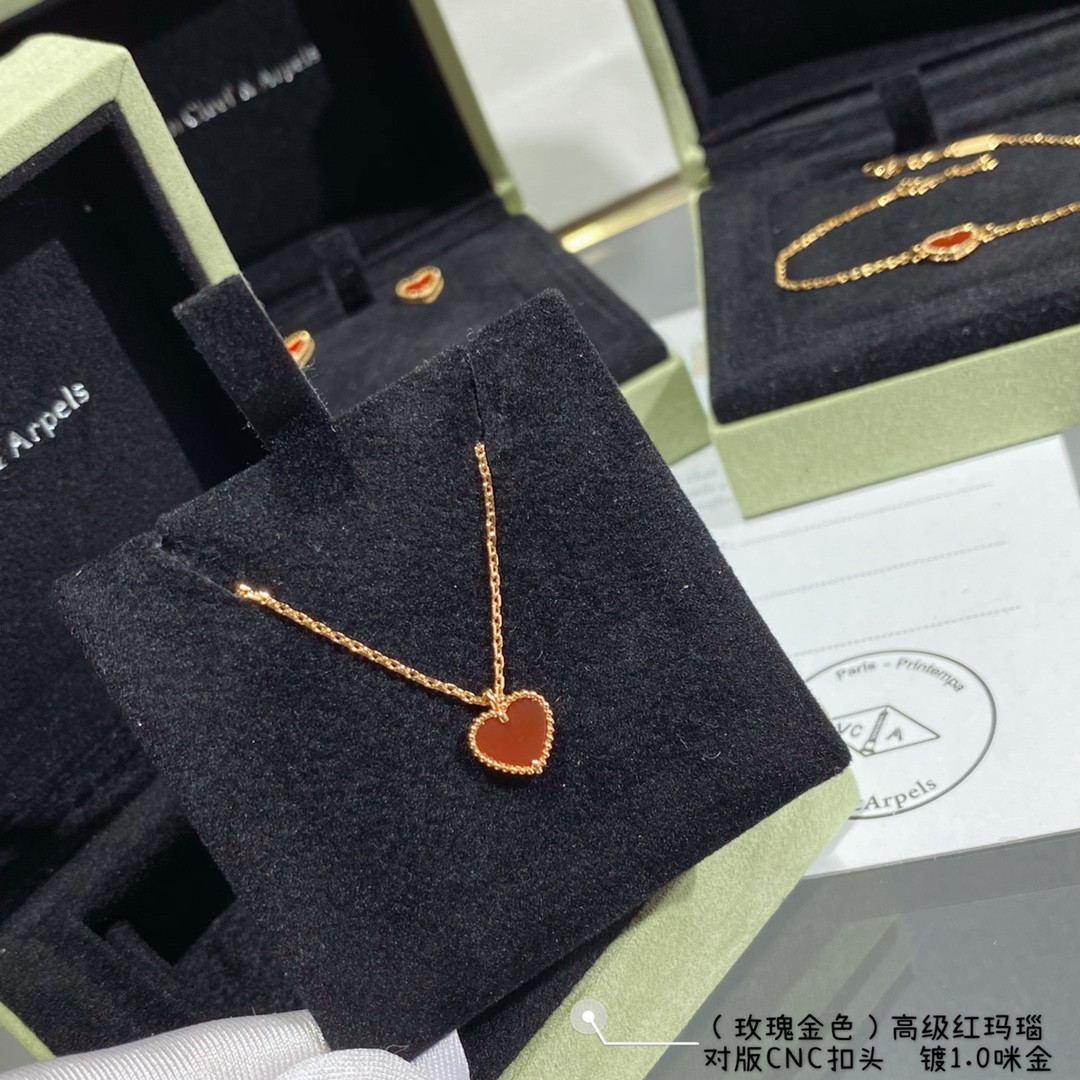 Van Cleef & Arpels Red Agate Heart-Shaped Love Necklace