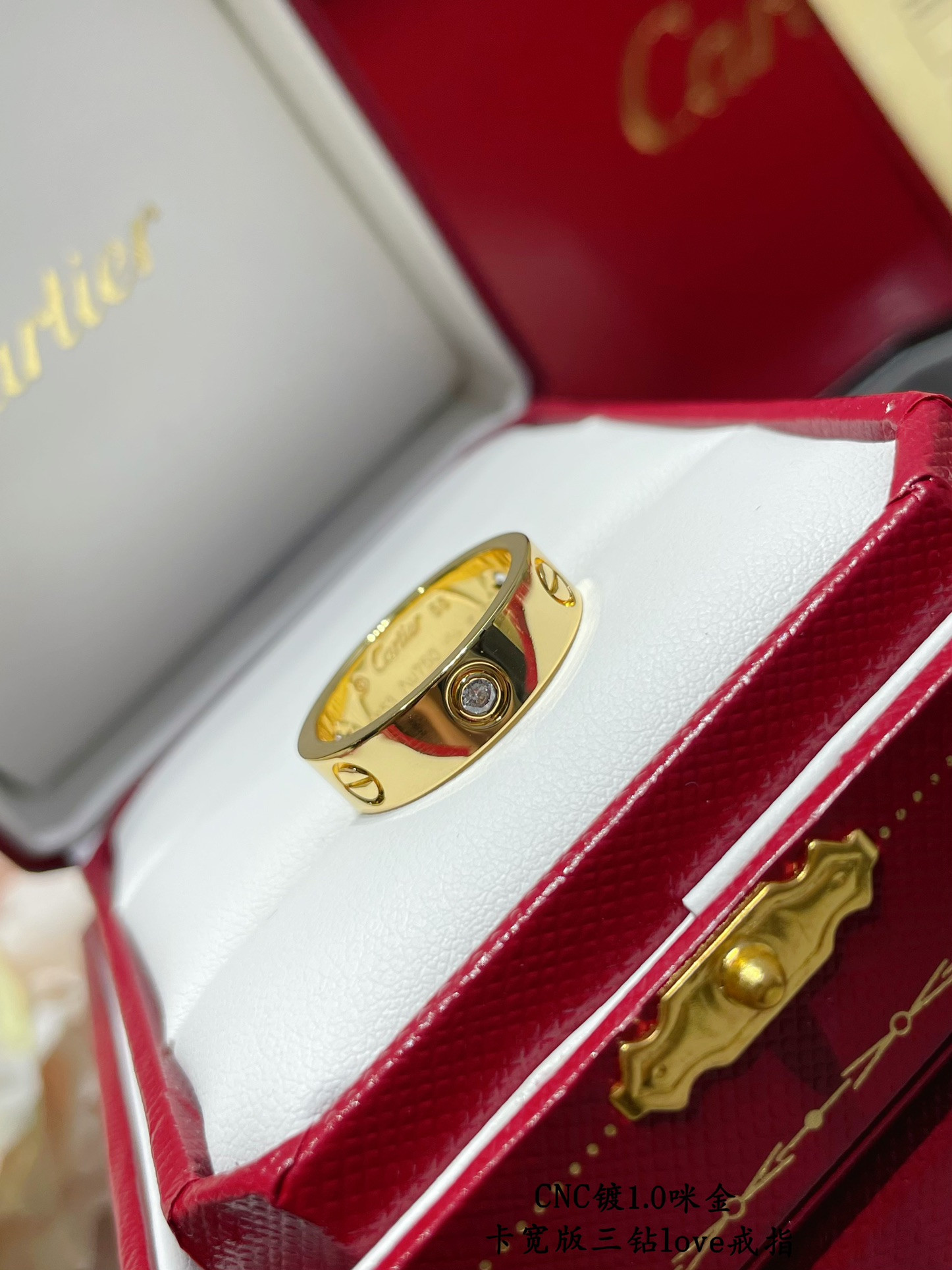 Cartier Wide version three-diamond LOVE Ring