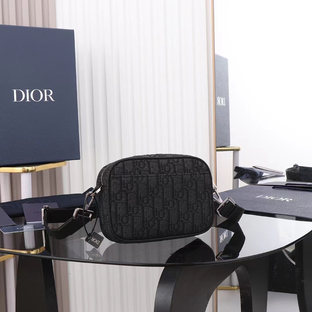 DIOR Mini Safari Bag with Strap Black Dior Oblique Jacquard 6.5 x 5 x 1.5 inches
