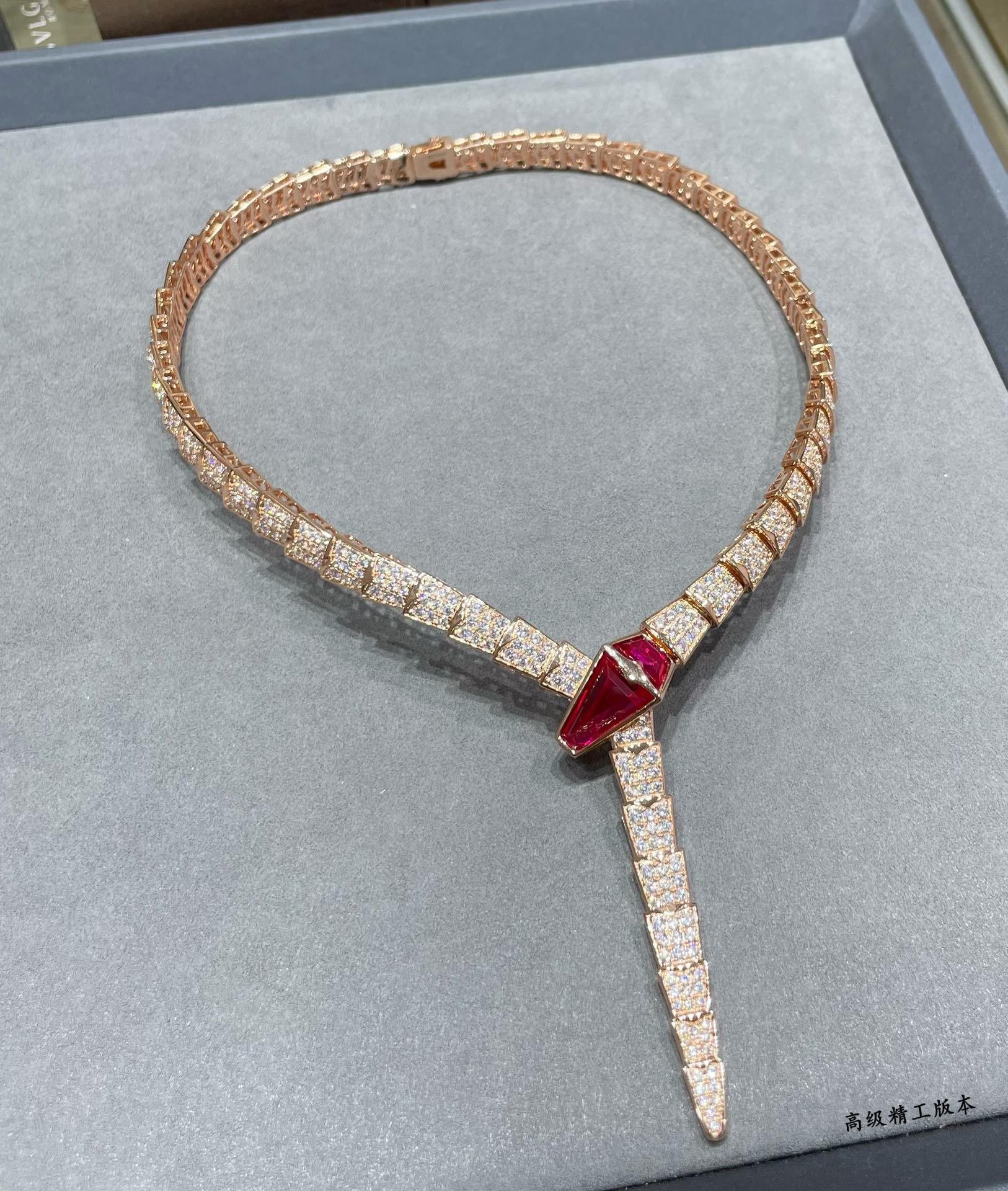 Bvlgari Wide version full diamond snake Necklace